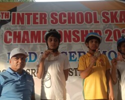 Rakshan Raj of Class 7 Secured Bronze Medal in School Games U-14 Skating Tournament District Tournament