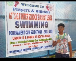 Saharsh Secured Silver Medal in Swimming School Games State Tournament